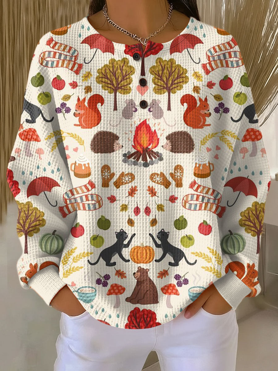Rachele | Maglione con Motivo Bosco Autunnale