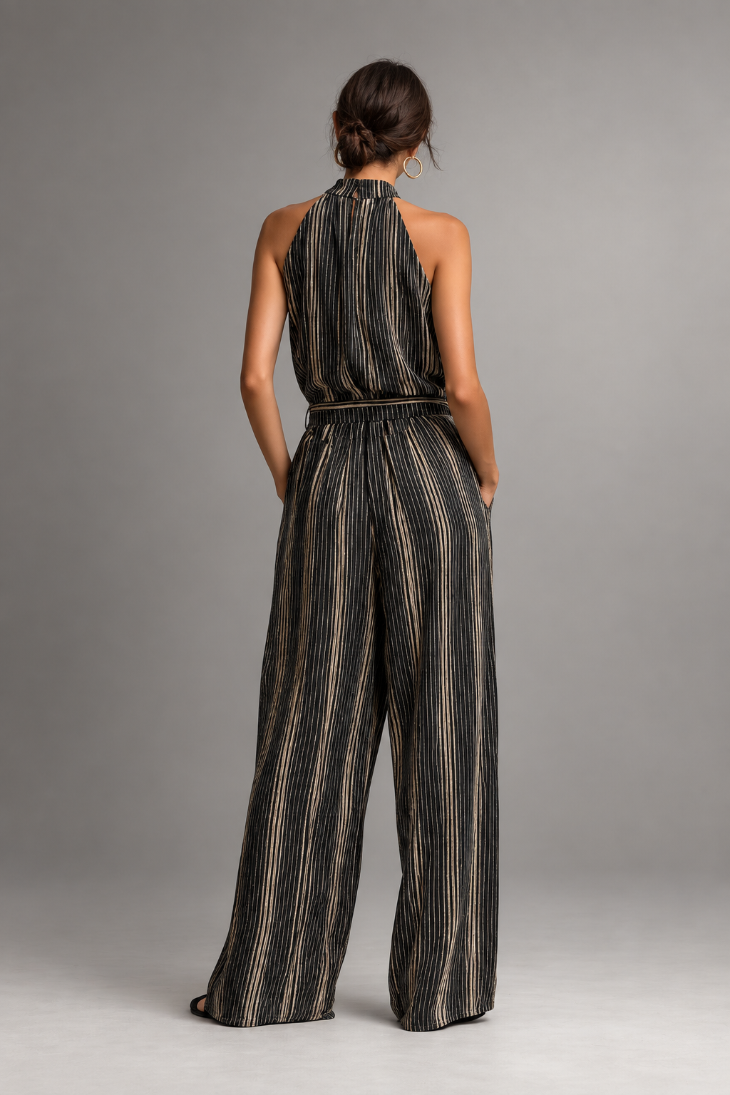 Adele | Completo Top Smanicato e Pantaloni a Righe