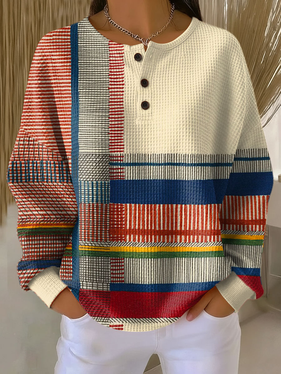 Silvia | Maglione con Righe e Blocchi di Colore