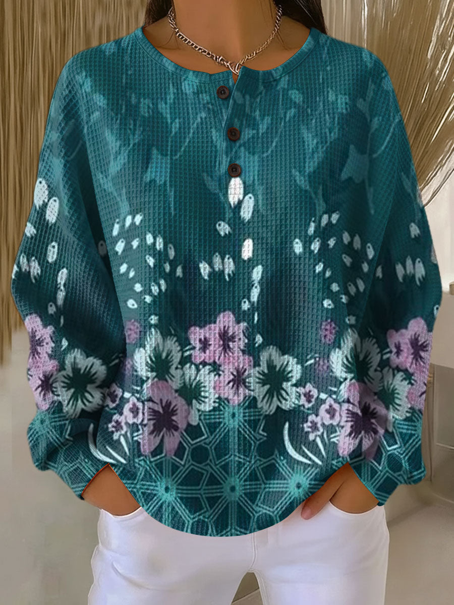Patrizia | Maglione Turchese con Fiori