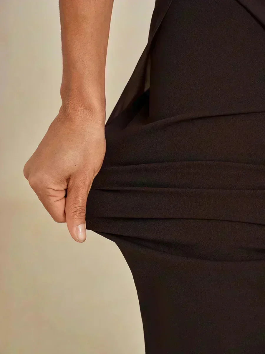 Tiziana | Pantaloni a Gamba Dritta con Inserto in Chiffon