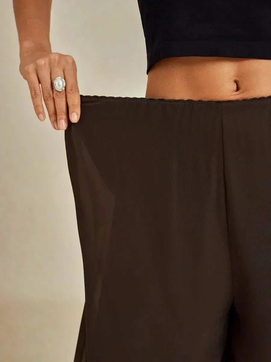 Sonia | Pantaloni a Gamba Dritta con Inserto in Chiffon