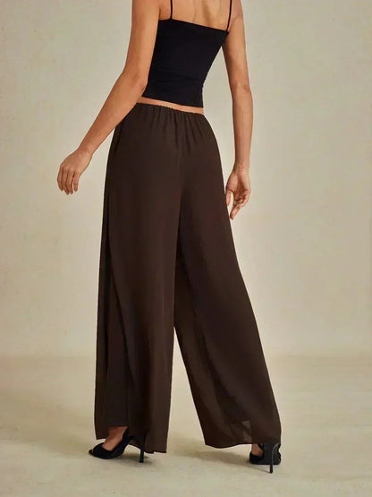 Sonia | Pantaloni a Gamba Dritta con Inserto in Chiffon