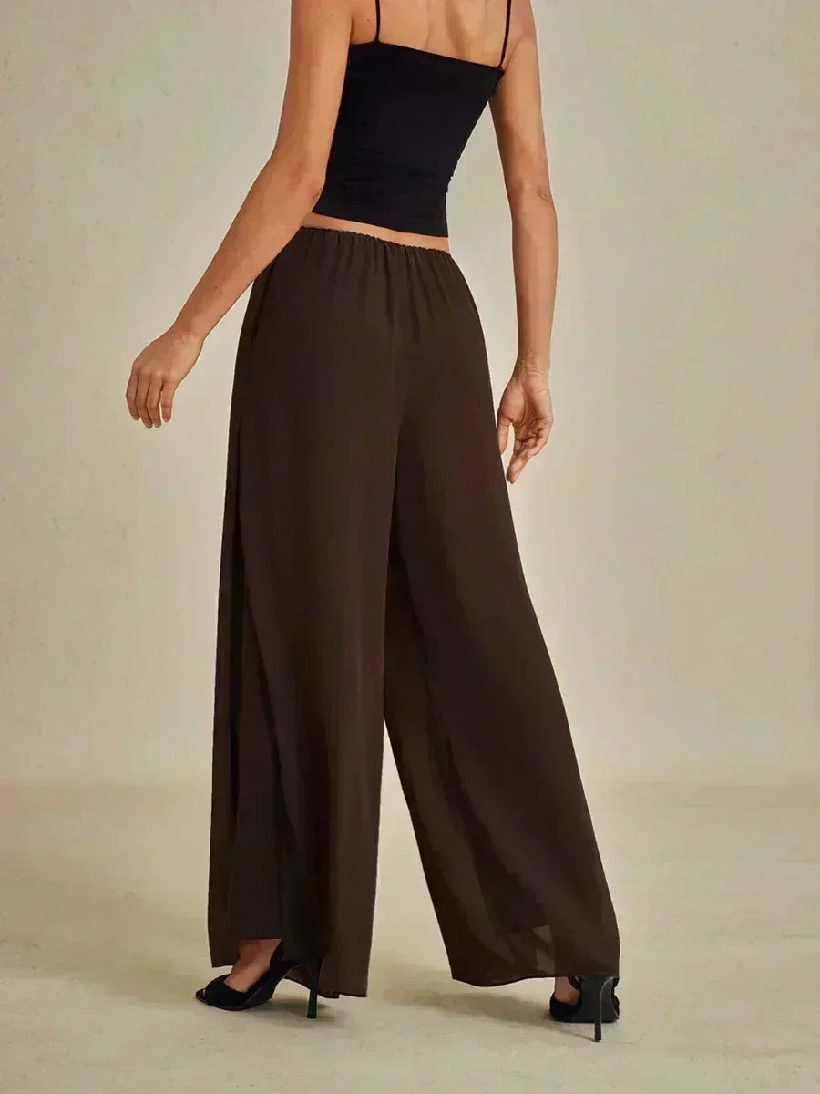 Tiziana | Pantaloni a Gamba Dritta con Inserto in Chiffon