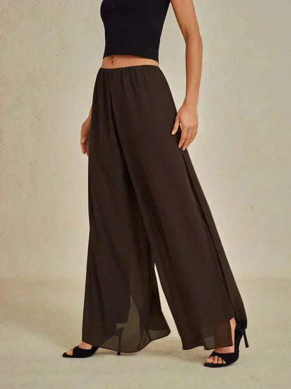 Tiziana | Pantaloni a Gamba Dritta con Inserto in Chiffon