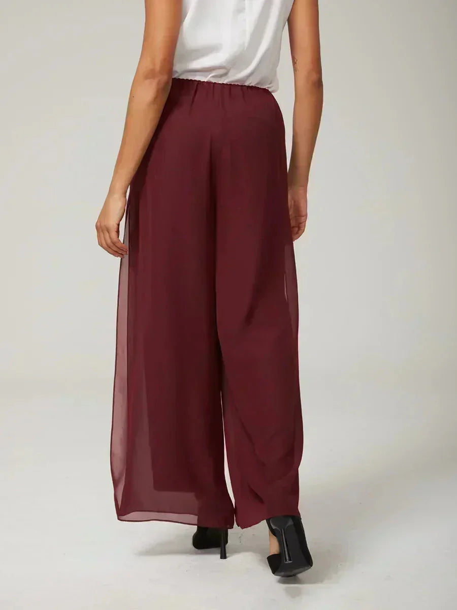 Sonia | Pantaloni a Gamba Dritta con Inserto in Chiffon