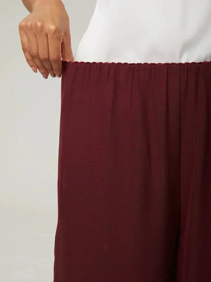 Sonia | Pantaloni a Gamba Dritta con Inserto in Chiffon