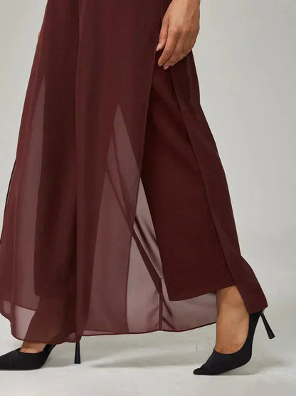 Sonia | Pantaloni a Gamba Dritta con Inserto in Chiffon