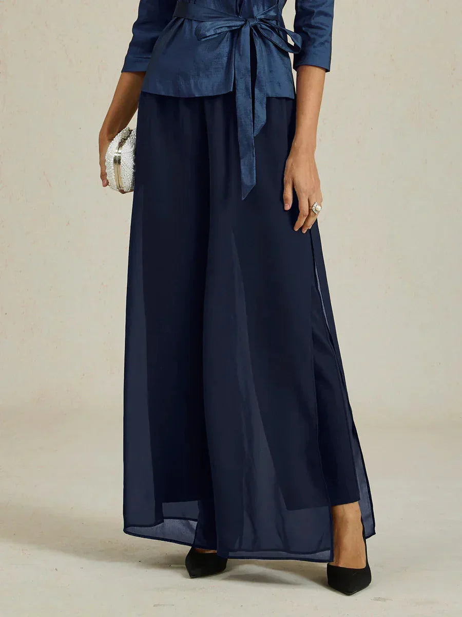 Sonia | Pantaloni a Gamba Dritta con Inserto in Chiffon