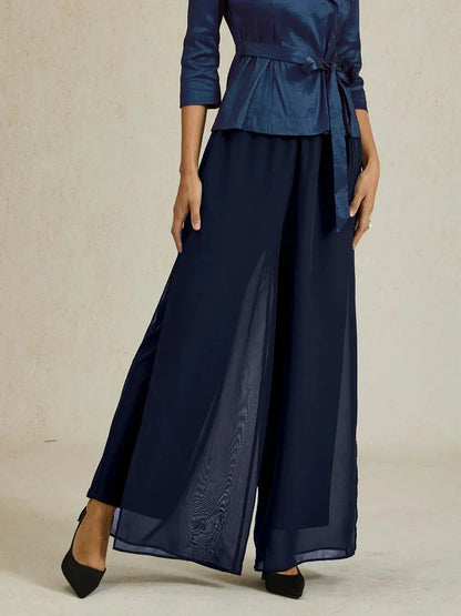 Sonia | Pantaloni a Gamba Dritta con Inserto in Chiffon