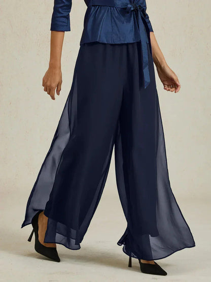 Sonia | Pantaloni a Gamba Dritta con Inserto in Chiffon
