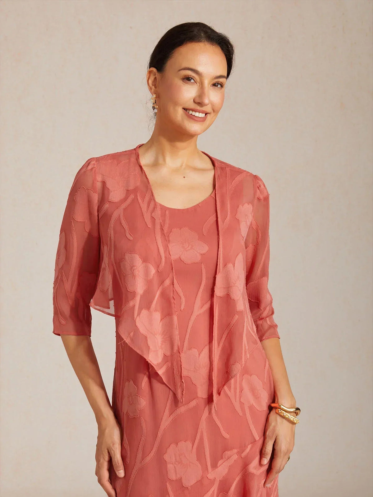 Olga | Coprispalle in Chiffon Trasparente a Motivi Floreali