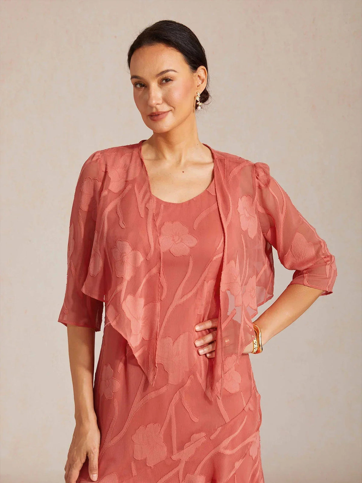 Olga | Coprispalle in Chiffon Trasparente a Motivi Floreali