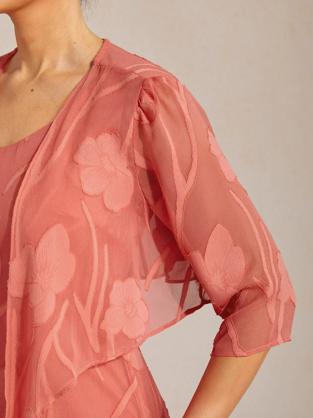 Olga | Coprispalle in Chiffon Trasparente a Motivi Floreali
