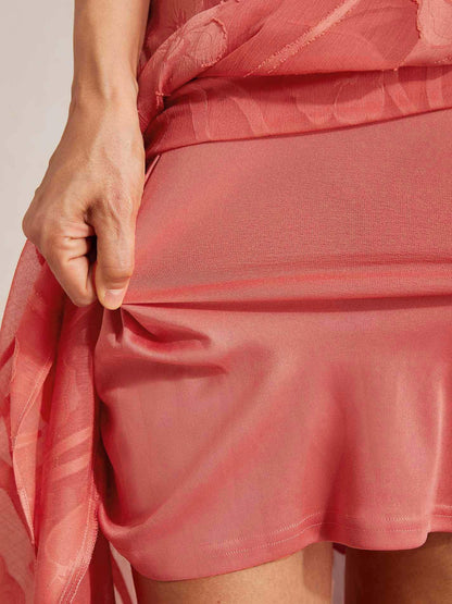 Stefania | Abito da Sera in Chiffon a Motivi Floreali con Orlo Asimmetrico