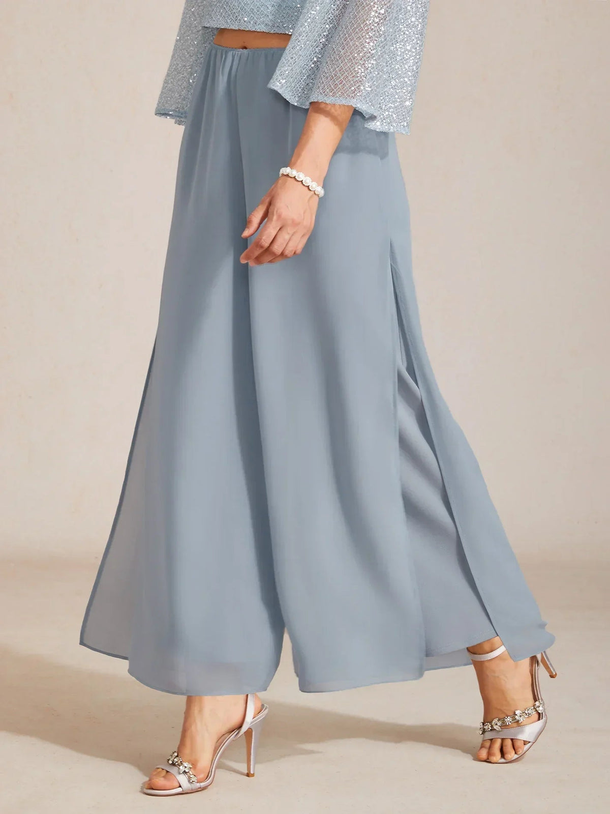 Sonia | Pantaloni a Gamba Dritta con Inserto in Chiffon