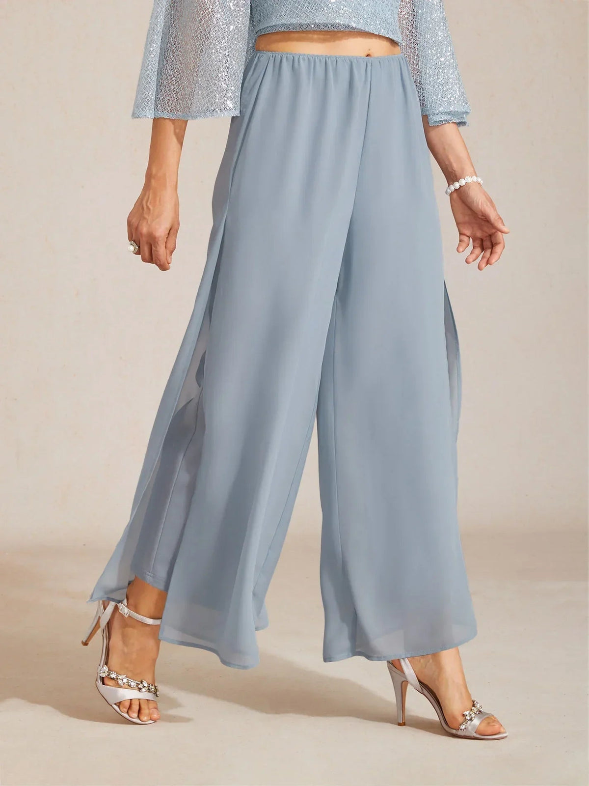 Sonia | Pantaloni a Gamba Dritta con Inserto in Chiffon