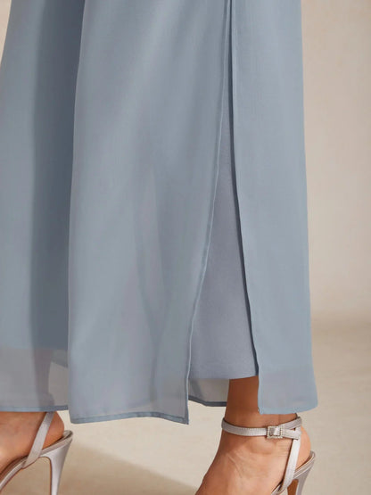 Sonia | Pantaloni a Gamba Dritta con Inserto in Chiffon