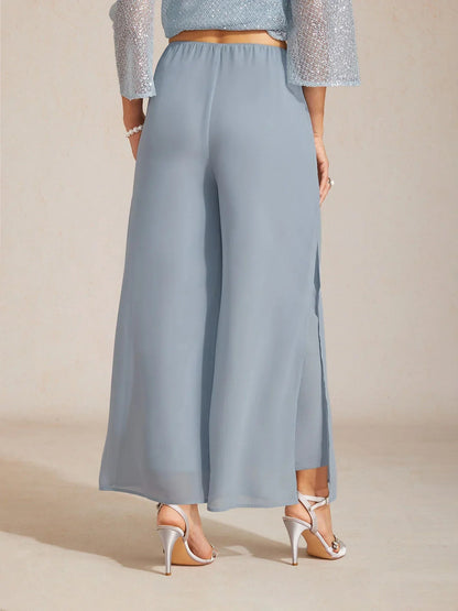 Sonia | Pantaloni a Gamba Dritta con Inserto in Chiffon