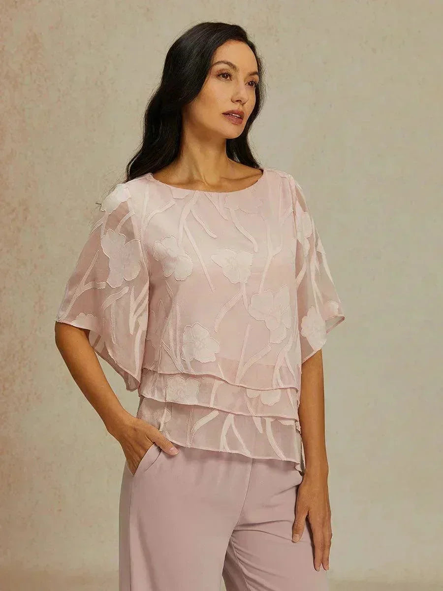 Marzia | Blusa a Strati con Motivo Floreale in Chiffon