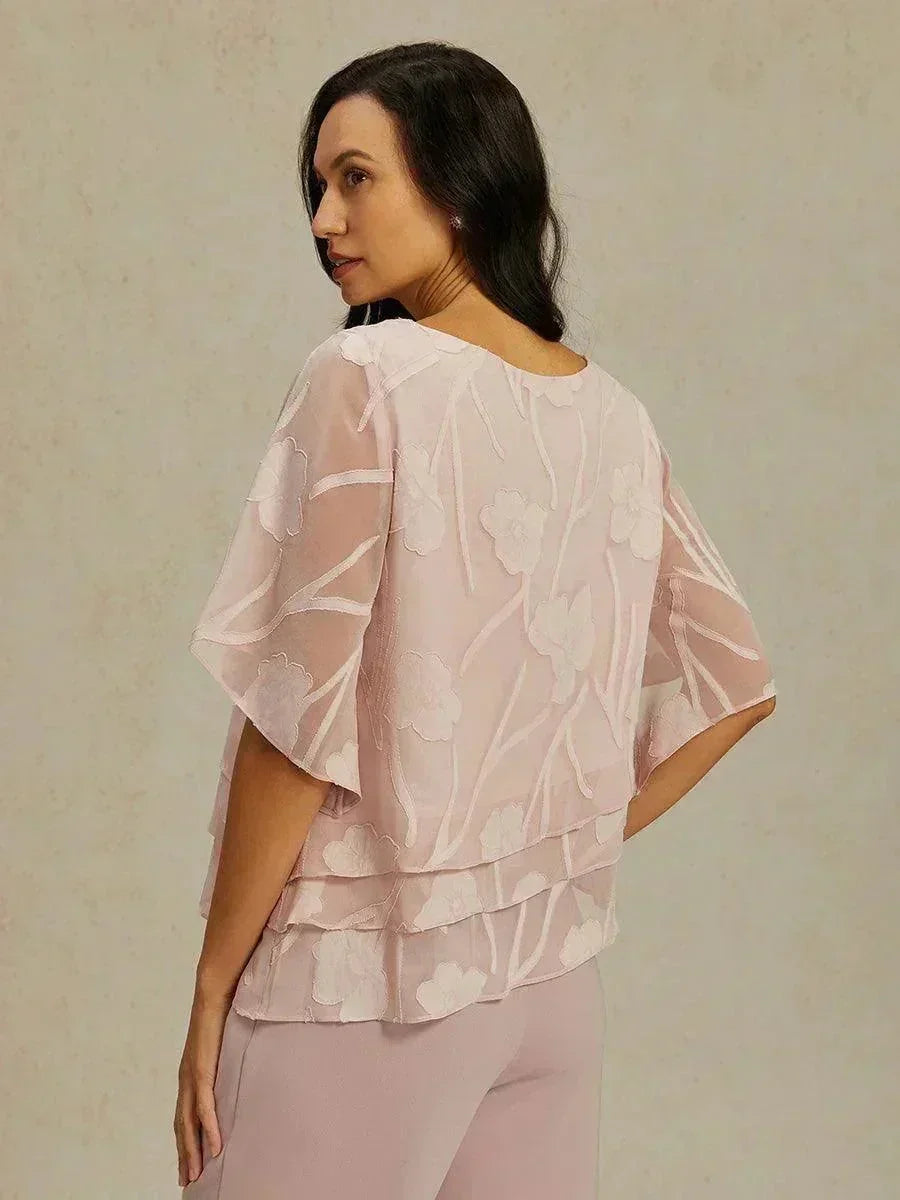 Marzia | Blusa a Strati con Motivo Floreale in Chiffon