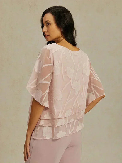Marzia | Blusa a Strati con Motivo Floreale in Chiffon