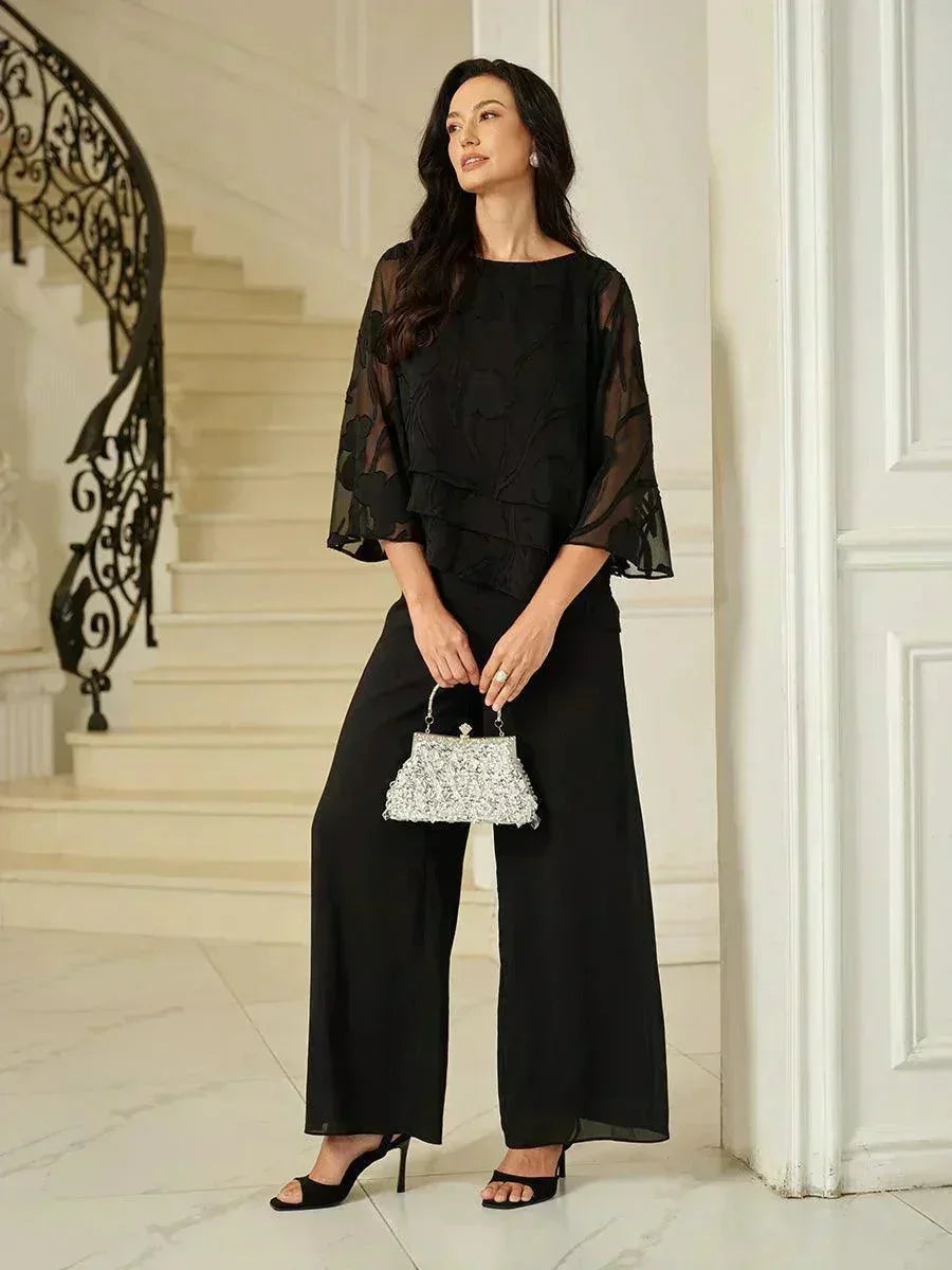Marzia | Blusa a Strati con Motivo Floreale in Chiffon