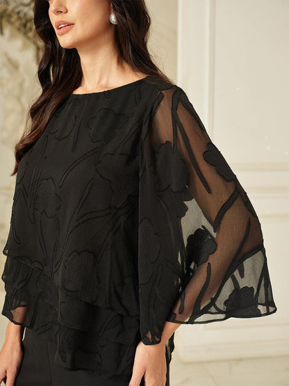 Marzia | Blusa a Strati con Motivo Floreale in Chiffon