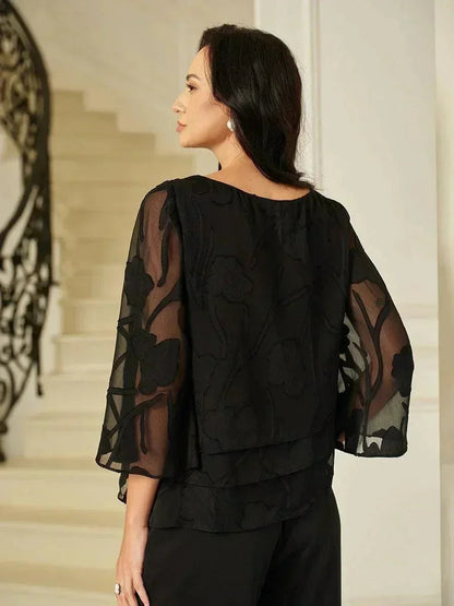 Marzia | Blusa a Strati con Motivo Floreale in Chiffon