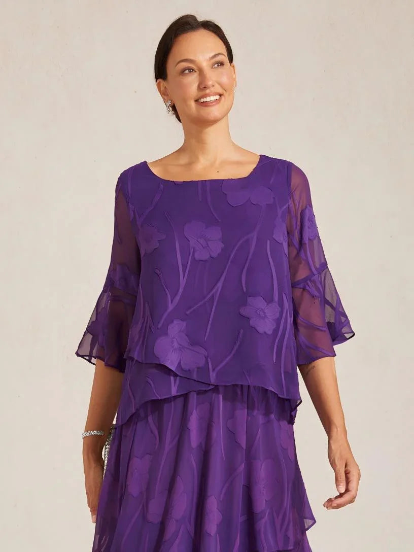 Livia | Camicetta Elegante in Chiffon con Orlo Asimmetrico