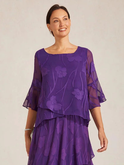 Livia | Camicetta Elegante in Chiffon con Orlo Asimmetrico