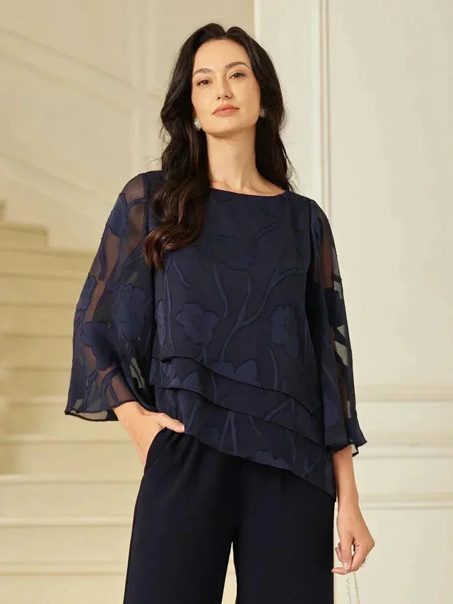 Marzia | Blusa a Strati con Motivo Floreale in Chiffon