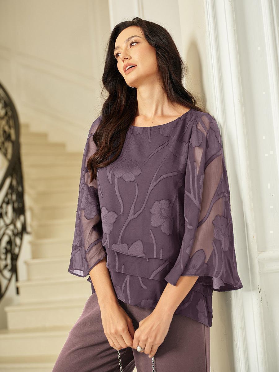 Marzia | Blusa a Strati con Motivo Floreale in Chiffon