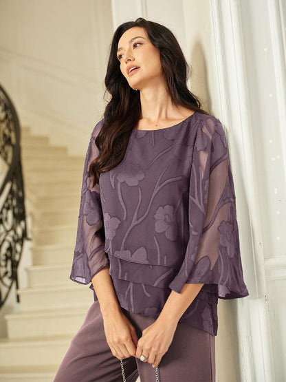 Marzia | Blusa a Strati con Motivo Floreale in Chiffon