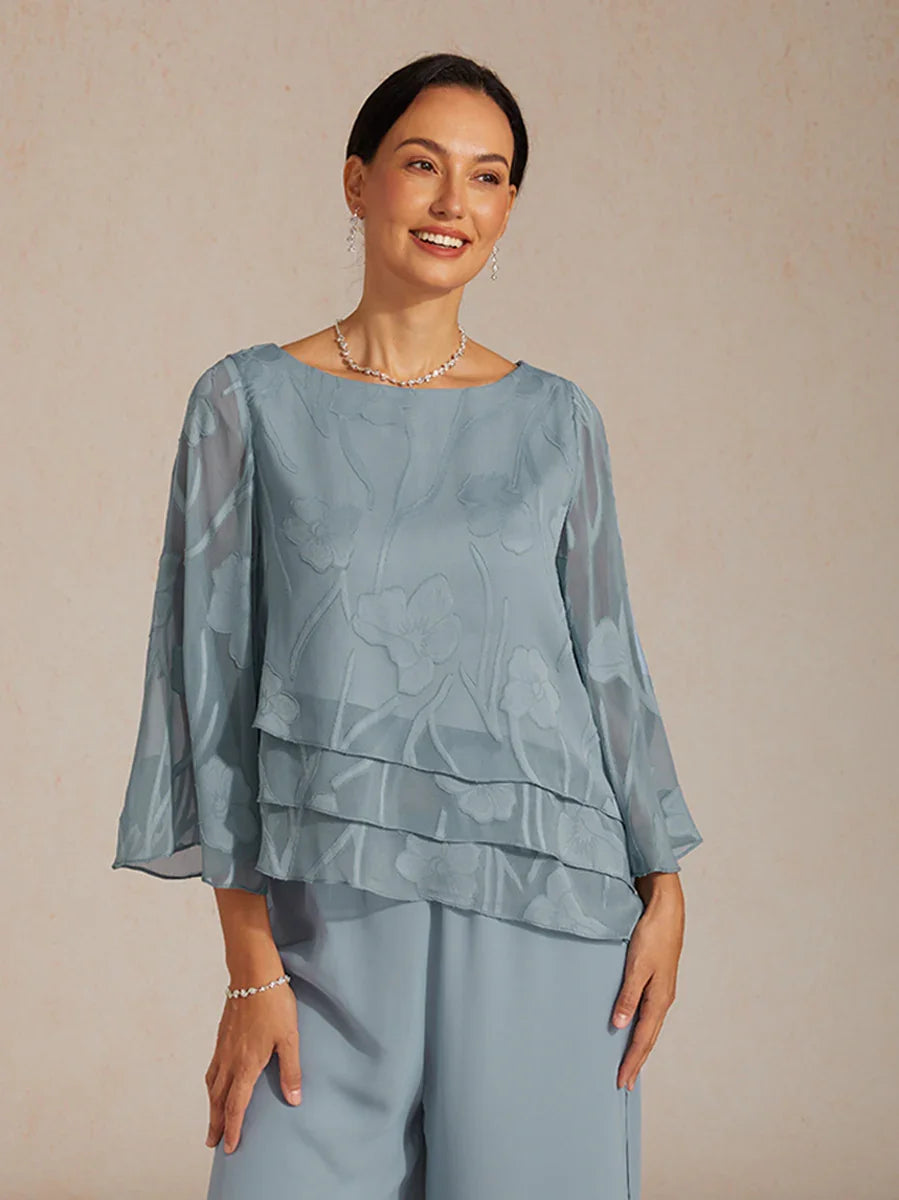 Marzia | Blusa a Strati con Motivo Floreale in Chiffon