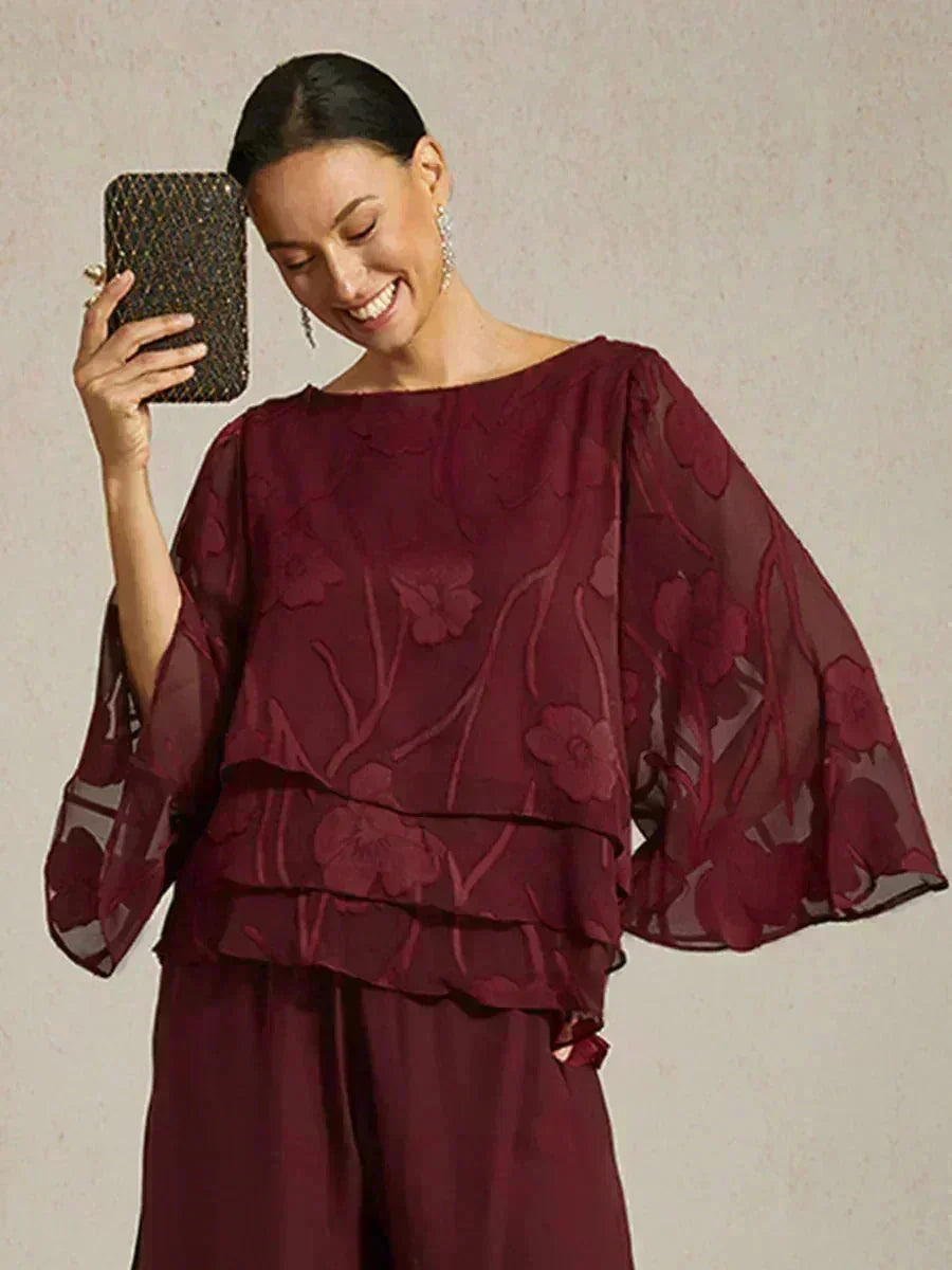 Marzia | Blusa a Strati con Motivo Floreale in Chiffon