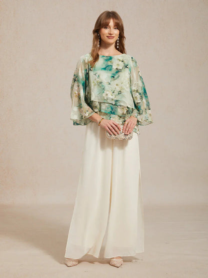Sonia | Pantaloni a Gamba Dritta con Inserto in Chiffon