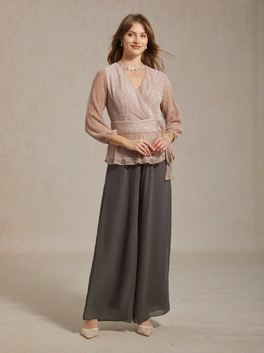 Sonia | Pantaloni a Gamba Dritta con Inserto in Chiffon