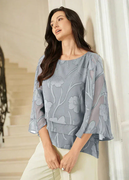 Marzia | Blusa a Strati con Motivo Floreale in Chiffon