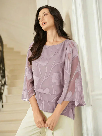 Marzia | Blusa a Strati con Motivo Floreale in Chiffon