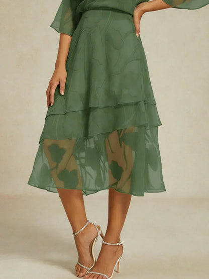 Matilde | Gonna Midi in Chiffon a Motivi Floreali
