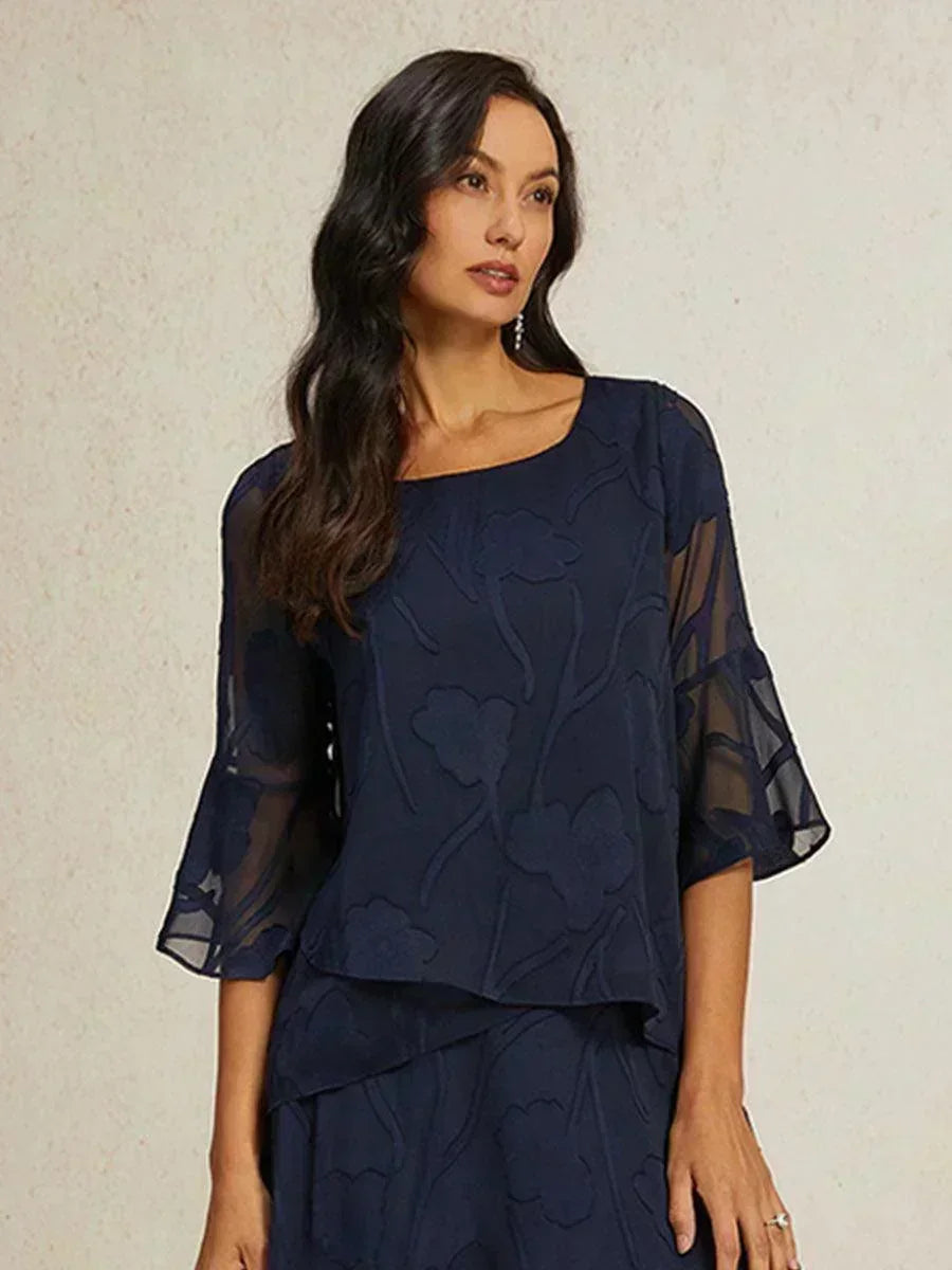 Livia | Camicetta Elegante in Chiffon con Orlo Asimmetrico