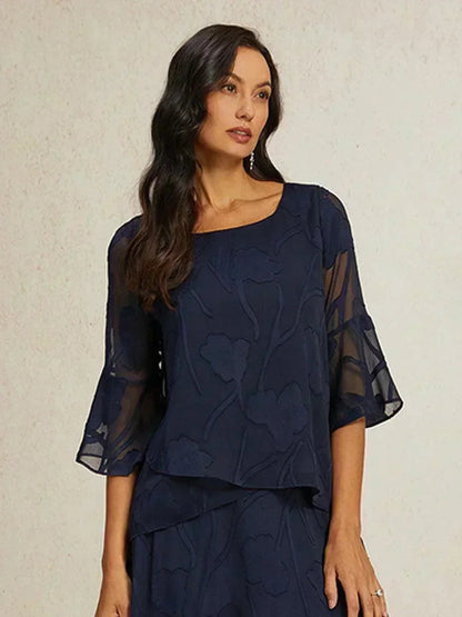 Livia | Camicetta Elegante in Chiffon con Orlo Asimmetrico