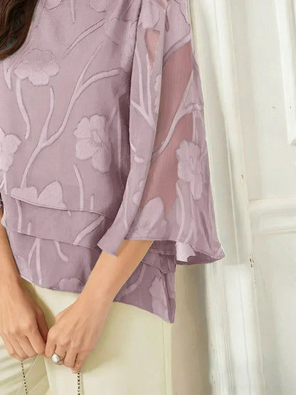 Marzia | Blusa a Strati con Motivo Floreale in Chiffon