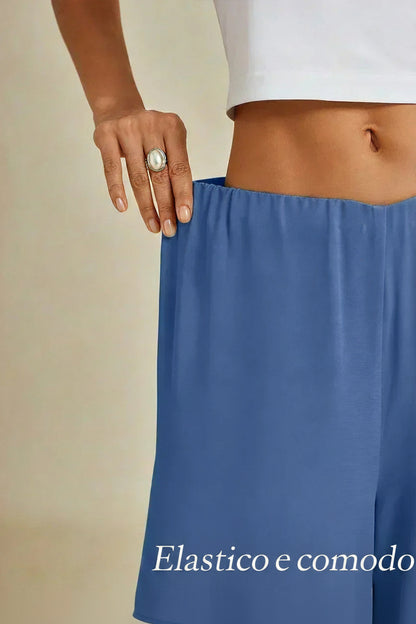 Sonia | Pantaloni a Gamba Dritta con Inserto in Chiffon