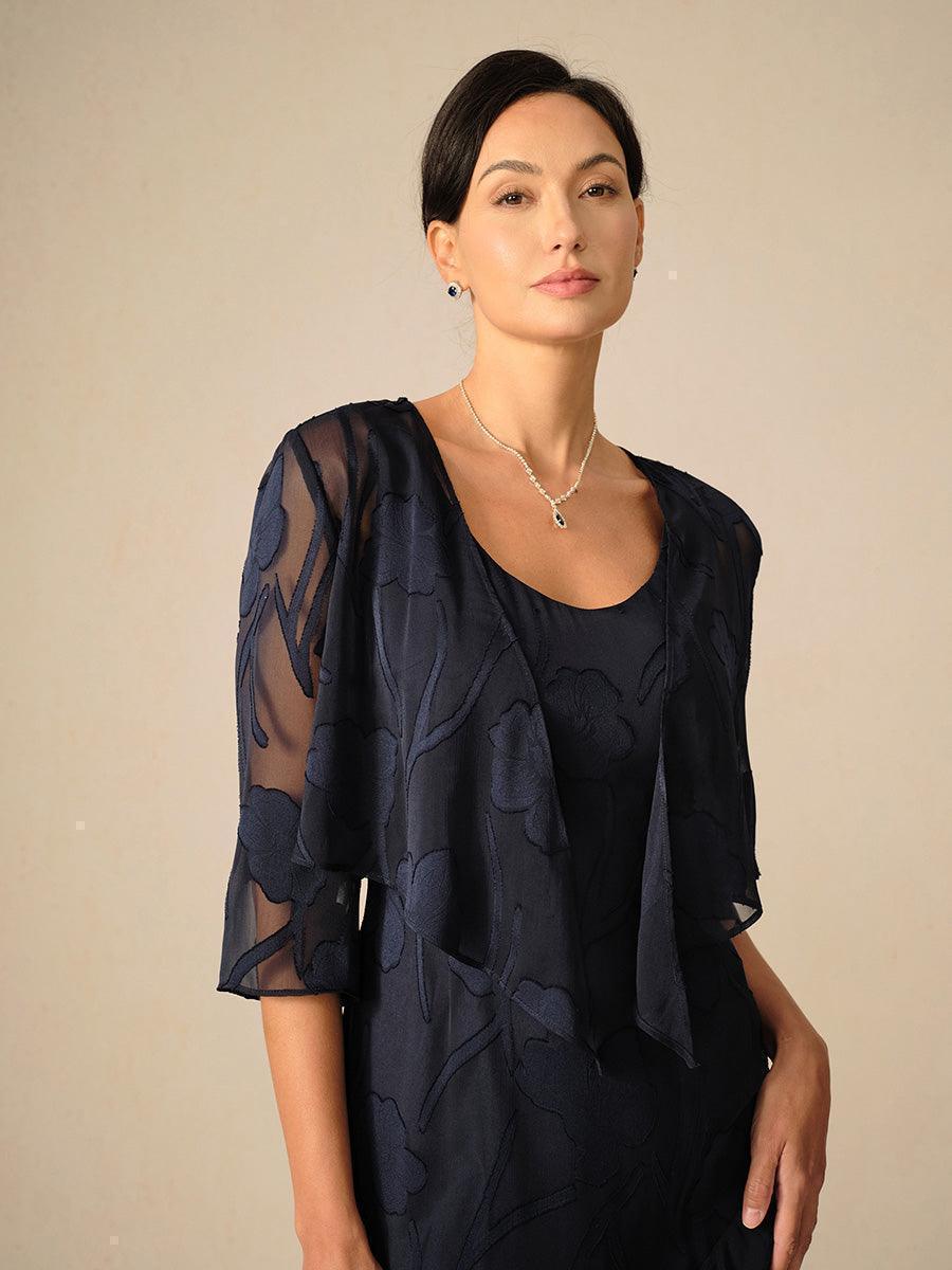 Olga | Coprispalle in Chiffon Trasparente a Motivi Floreali