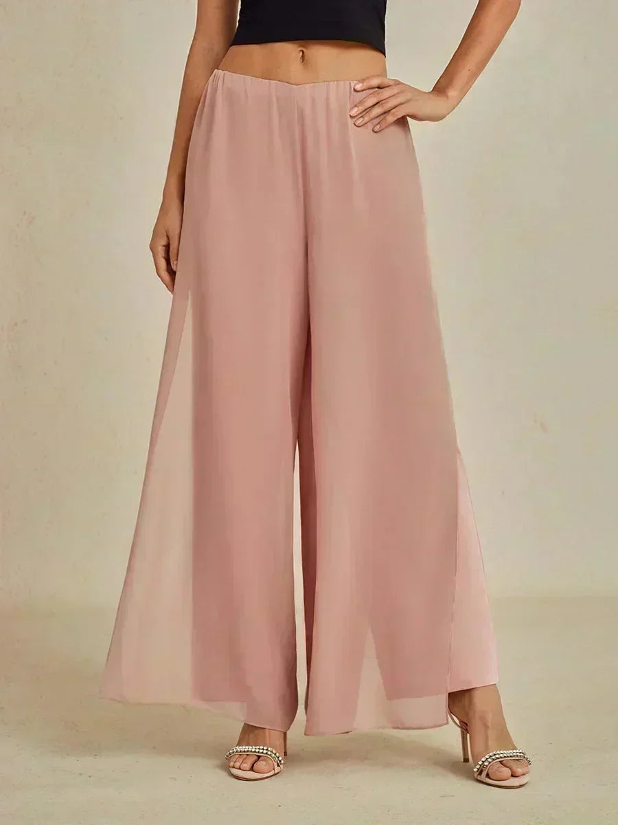 Tiziana | Pantaloni a Gamba Dritta con Inserto in Chiffon