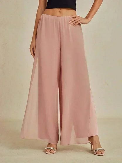 Tiziana | Pantaloni a Gamba Dritta con Inserto in Chiffon
