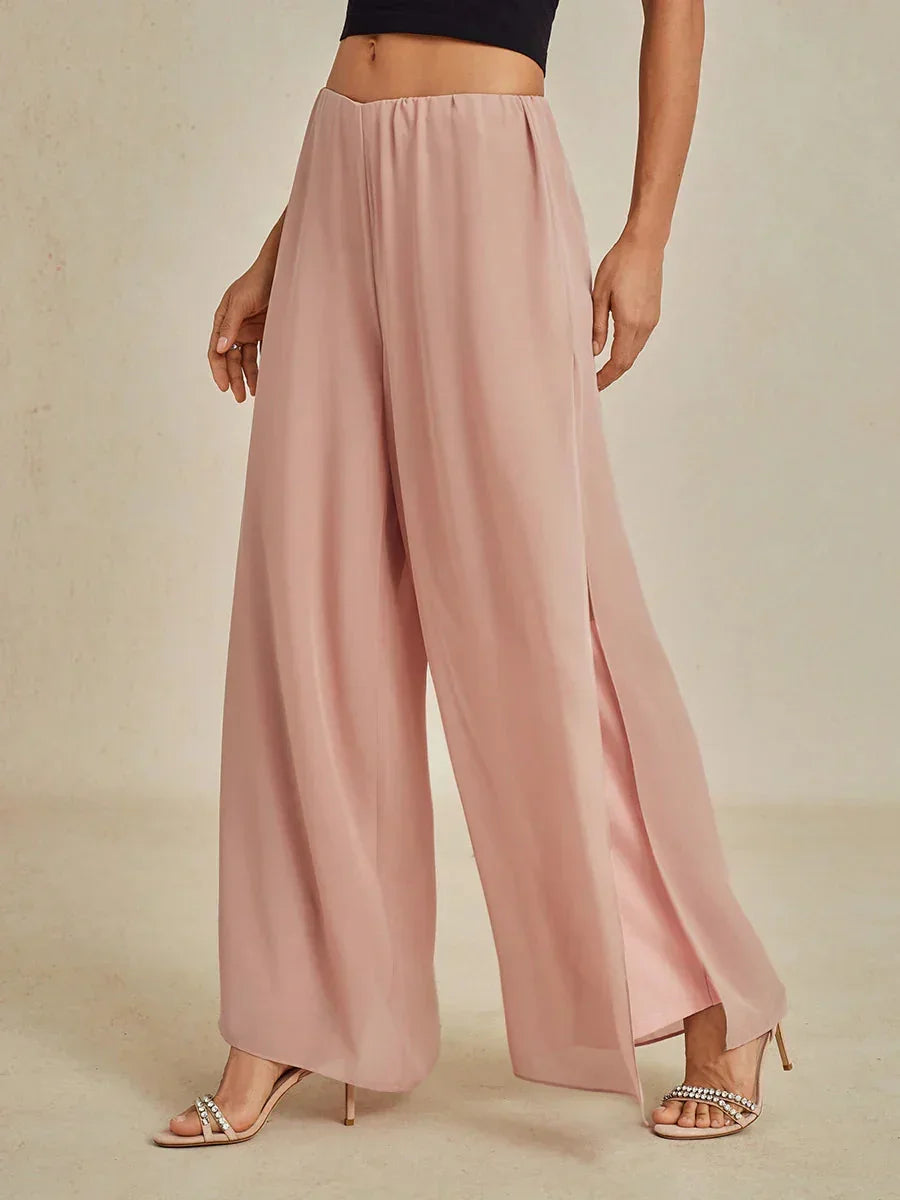 Sonia | Pantaloni a Gamba Dritta con Inserto in Chiffon