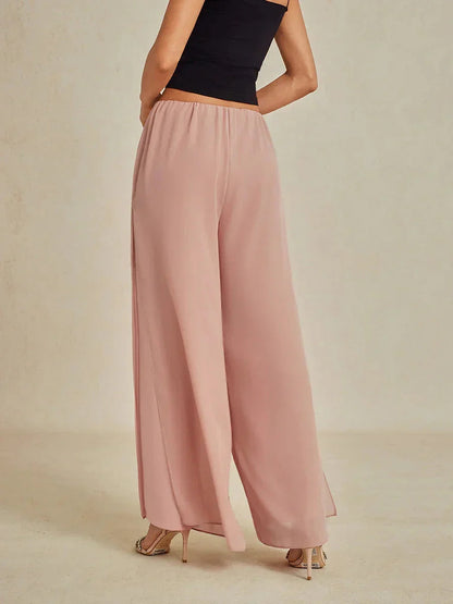 Sonia | Pantaloni a Gamba Dritta con Inserto in Chiffon